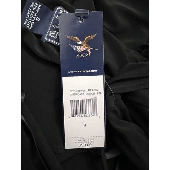 NWT American Living Black Slip Dress Sz 6 Spaghetti Straps Crisscross Back Strap - Picture 6 of 6